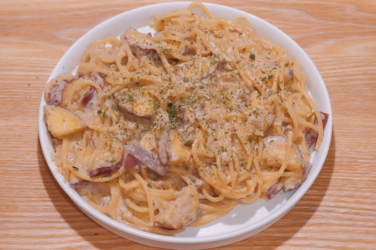 Recipe きのこ&さつまいもクリームパスタ